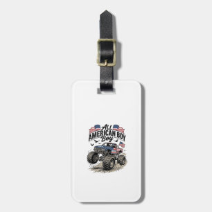 All American Boy Patriotic Monster Truck T-Shirt_1 Luggage Tag