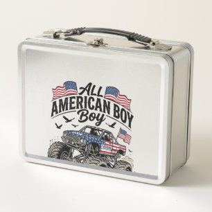 All American Boy Patriotic Monster Truck T-Shirt_1 Metal Lunch Box