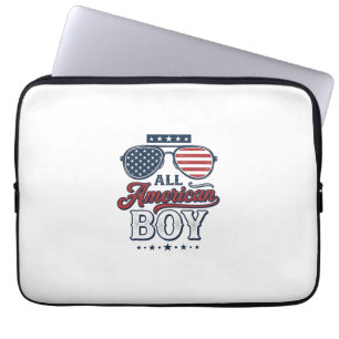 All American Boy Patriotic Sunglasses Shirt Design Laptop Sleeve