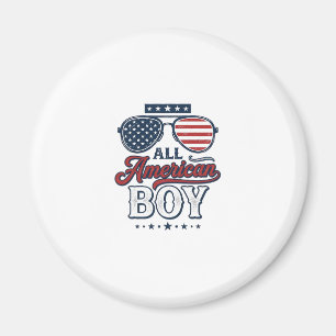 All American Boy Patriotic Sunglasses Shirt Design Magnet