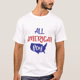 All American Boy Patriotic USA Map Kids T-Shirt