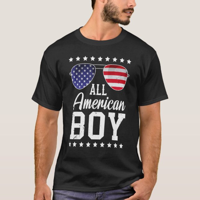 All American Boy Proud Usa American Flag Patriotic T-Shirt (Front)