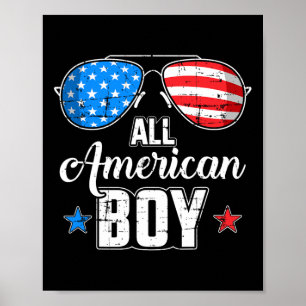All American Boy Us Flag Sungles For Matching 4th  Poster
