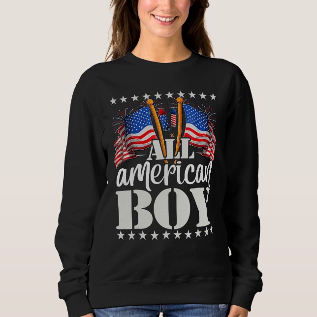 All American Boy USA America Flag & Firework 4th J Sweatshirt (Front)