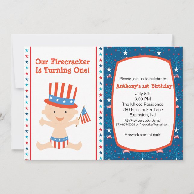 All American Boys First Birthday Invitation (Front)