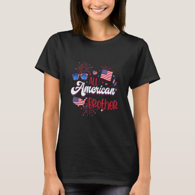 All American Brother Women American Flag 4th of Ju T-Shirt (Front)