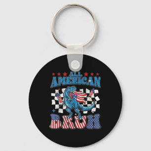 All American Bruh Dinosaur T-rex Patriotic 4th Of  Key Ring
