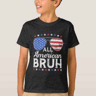 All American Bruh Funny Kids Teen Boys Patriotic 4 T-Shirt
