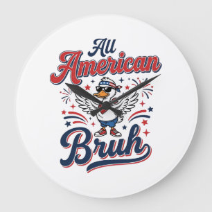 All American Bruh Patriotic Duck Vintage Shirt_1 Large Clock