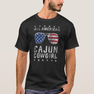 All American Cajun Cowgirl Usa Flag Sunglasses Whi T-Shirt