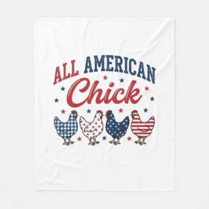 All American Chick Patriotic Chicken Shirt Design_ Fleece Blanket