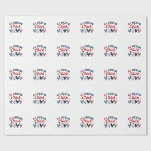 All American Chick Patriotic Chicken Shirt Design_ Wrapping Paper
