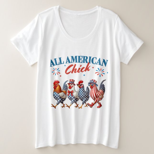 All American Chick  Plus Size T-Shirt (Design Front)