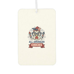 All American Chicks Patriotic Chicken Vector Desig Car Air Freshener