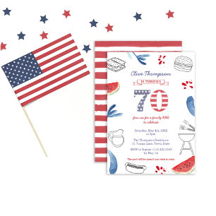 All-American Cookout Grill 70th Birthday Party Invitation