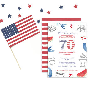 All-American Cookout Grill 70th Birthday Party Invitation