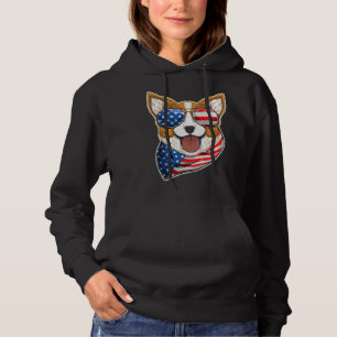All American Corgi Th Of July On Red Hoodie
