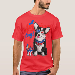 All American Corgi Usa Sunglasses 4th Of July Blac T-Shirt