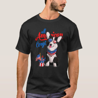 All American Corgi Usa Sunglasses 4th Of July Blac T-Shirt