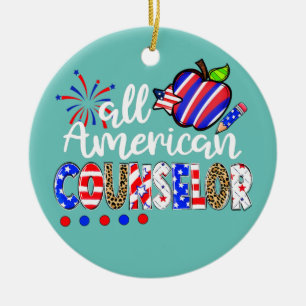 All American Counsellor Fireworks Leopard 4th Of Ceramic Tree Decoration