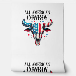 All american cowboy US Flag Cow Skull Wallpaper