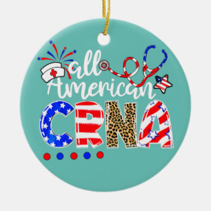 All American CRNA Fireworks Leopard 4th Of July Ceramic Tree Decoration