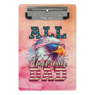 All American Dad 4th of July Bald Eagle USA Flag Mini Clipboard
