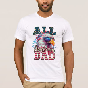 All American Dad 4th of July Bald Eagle USA Flag T-Shirt