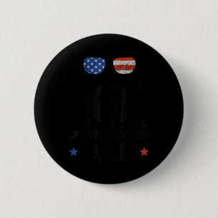 All American Dad 4th Of July Bearded Dad Beard Fat 6 Cm Round Badge