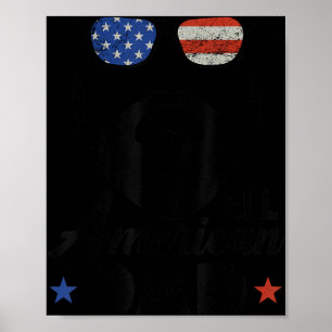 All American Dad 4th Of July Bearded Dad Beard Fat Poster