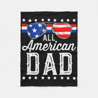 All American Dad 4th Of July Father's Day Sungles  Fleece Blanket