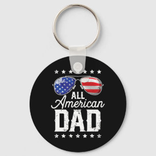 All American Dad 4th Of July Father's Day Sungles  Key Ring