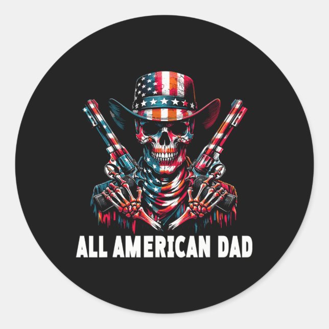 All American Dad Cowboy  Classic Round Sticker (Front)