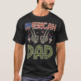 All American Dad Skeleton 4th Of July Patriotic US T-Shirt