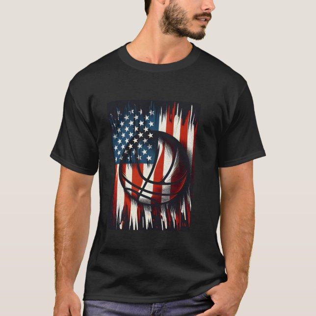 All American Day family 4th of July and basketball T-Shirt (Front)