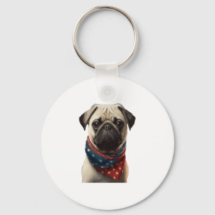 ALL AMERICAN DOG-lovers Pug  Key Ring