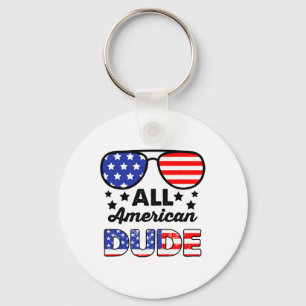 All American Dude 4th Of July Patriotic Boys Kids Key Ring