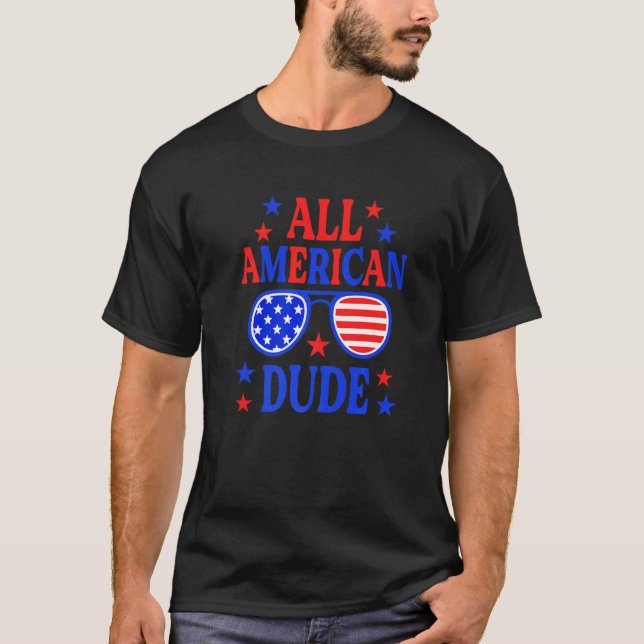 All American Dude  4th Of July Sunglasses Boys Kid T-Shirt (Front)