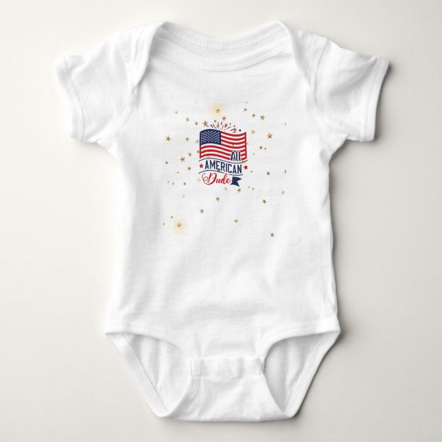 All American Dude Fireworks Baby Bodysuit (Front)