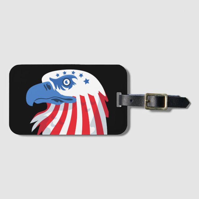 All American Eagle and Flag Luggage Tag (Front Horizontal)