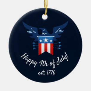 All American Eagle & Flag Patriotic Ceramic Tree Decoration