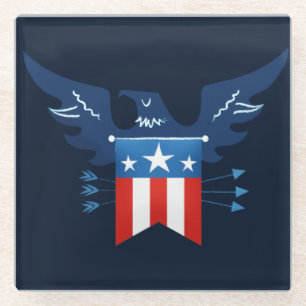 All American Eagle & Flag Patriotic Glass Coaster