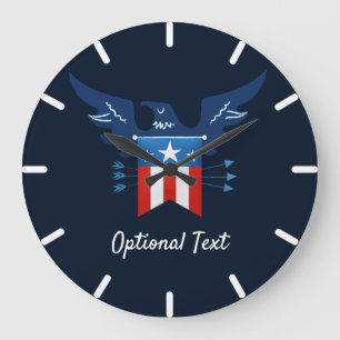 All American Eagle & Flag Patriotic Large Clock