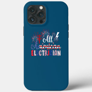 All American Electrician American Flag Fireworks iPhone 13 Pro Max Case