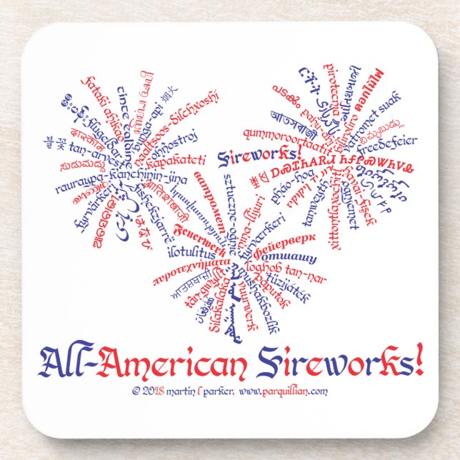 All-American Fireworks Square Coaster Set (Front)