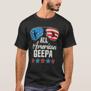 All American Fishing Geepa 4th Of July US Flag Sun T-Shirt