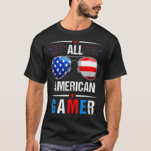 All American Flag Gamer 4th Of July Sunglasses Usa T-Shirt