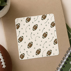 All American Football Playbook Pattern Square Sticker