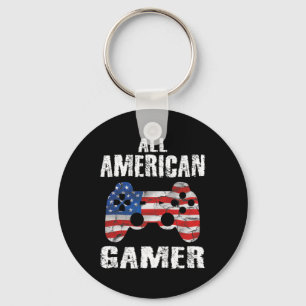 All American Gamer 4th Of July Video Games Boys Te Key Ring