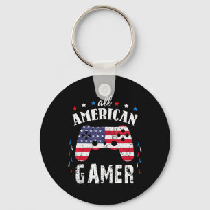 All American Gamer Patriotic Video Game 4th of Jul Key Ring